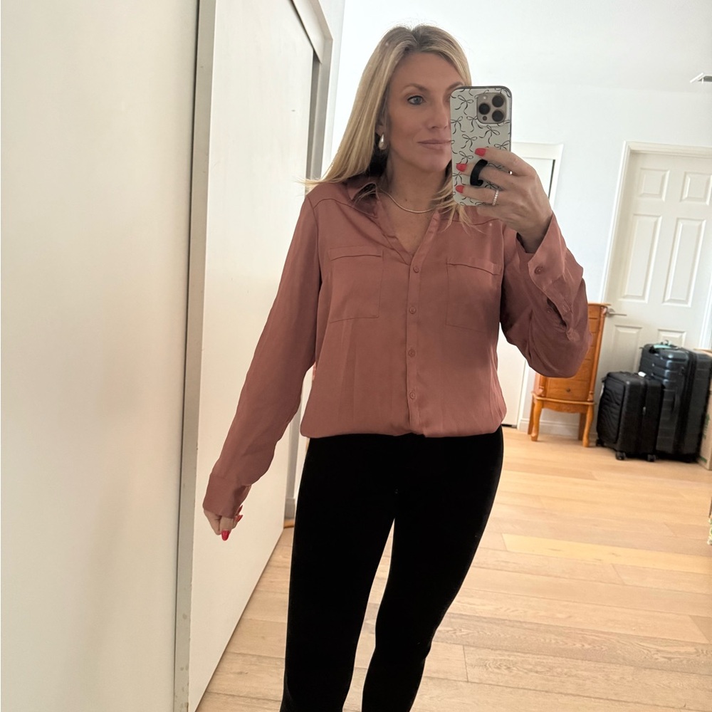 Women's Pink Button-Up Blouse